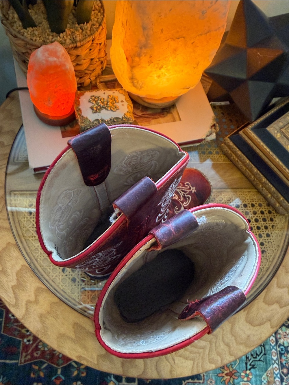 Girls Embroidered Western Cowboy Boots Leather Upper Youth 2 - Picture 8 of 9